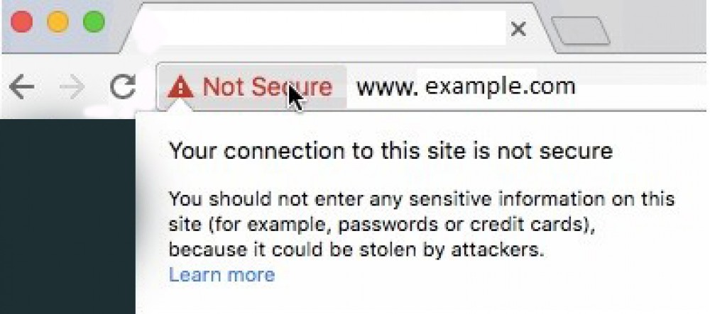 Not Secure Website Example Not Secure Website Example