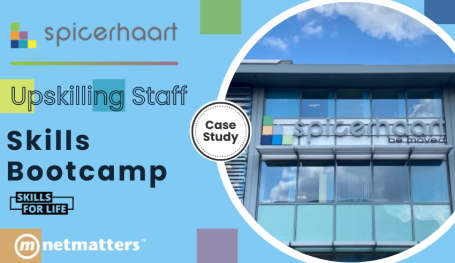 Spicerhaart Upskilling Staff Skills Bootcamp and the exterior of the Spicerhaart building