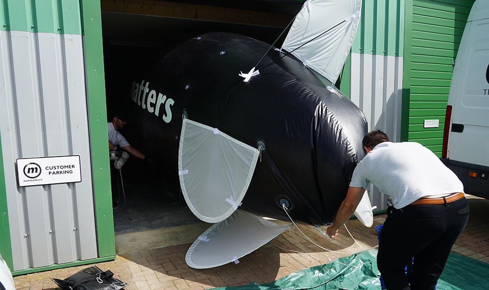 The Netmatters blimp being stored