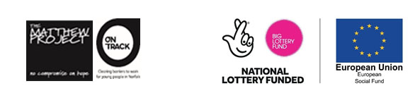 Logos for On Track, The Matthew Project and their funding