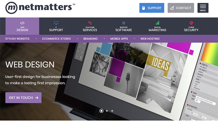 Screenshot of the new Netmatters website