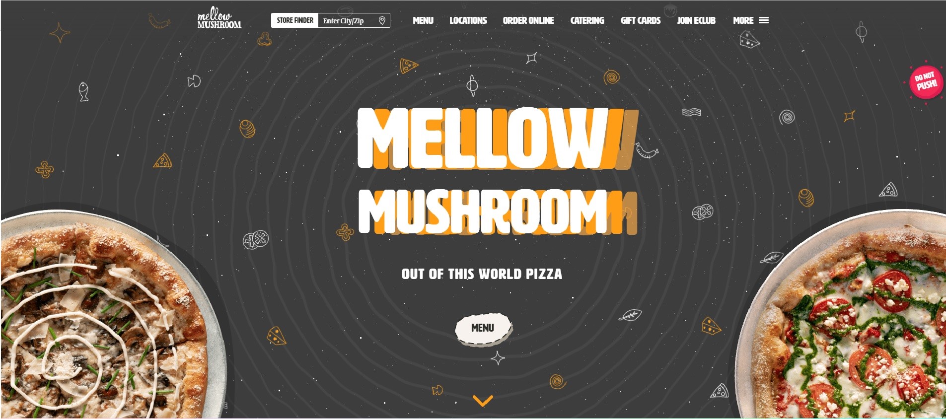 Landing page for Mellow Mushroom