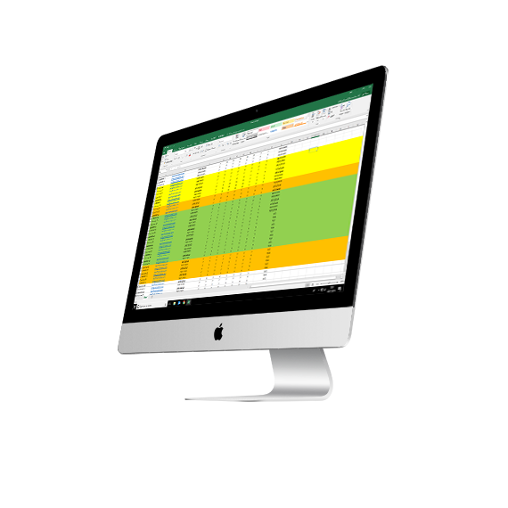 Computer displaying spreadsheets from Birchwood Energy