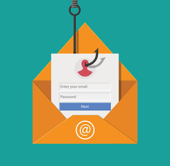Illustration depicting a phishing email scam