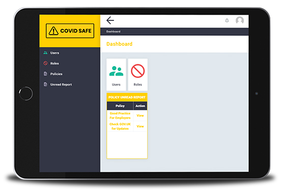 Tablet version of the Netmatters COVID-SAFE software